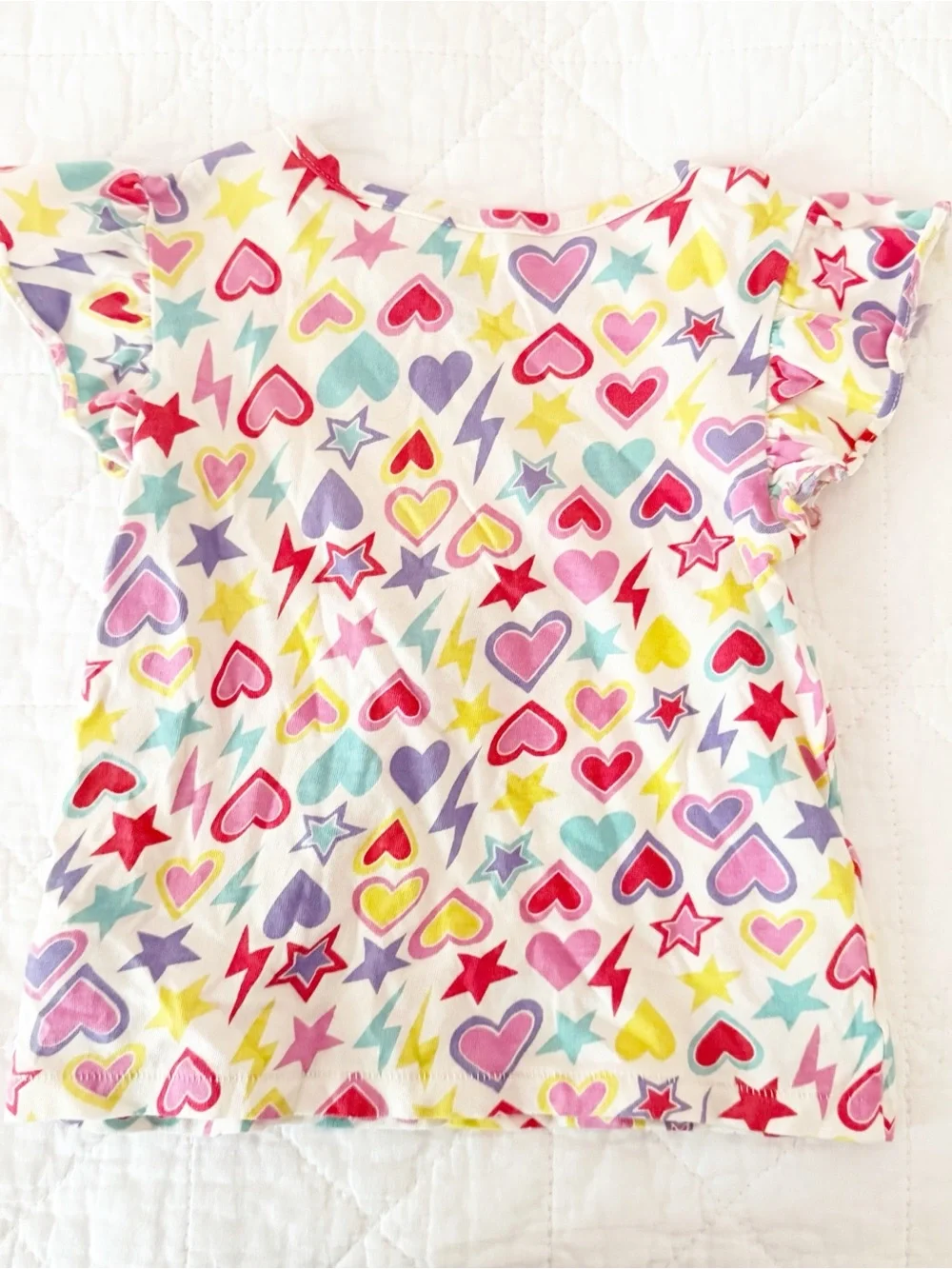 GAP Kids 3T Girls White Toddler Tee Multicolor Hearts & Stars